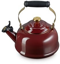 Le Creuset Enamel On Steel Whistling Tea Kettle with Gold Knob and Brackets, 1.7 qt., Rhone'