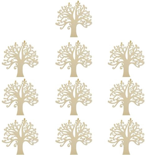 10pcs Wooden Tree Embellishments for Wedding and Christmas Crafts, Scrapbooking Embellishments