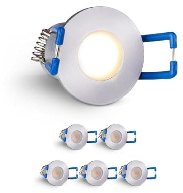 LongLife LED 6er Set Einbaustrahler Mini 3W 2700K silber IP65 Dimmbare Strahler für Terrassenüberdachung, Carports, Dachüberständen