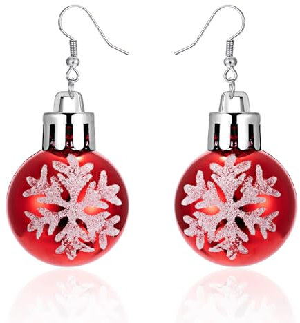 Weihnachtskugeln-Ohrhänger Für Damen – Cartoon-Pailletten-Schneeflocken-Weihnachtsanhänger, Langer Ohrhänger, Festival-Schmuck, Charm, Schickes Geburtstagsparty-Geschenk, Trend-Accessoires, Einh