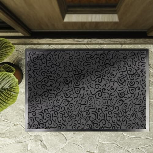 KARAT Schmutzfangmatte - waschbare & leistungsstarke Fußmatte Innen - Sauberlaufmatte mit Rutschfester Rückseite - Türmatte für den Eingangsbereich Brasil (Anthrazit 90 x 150 cm)
