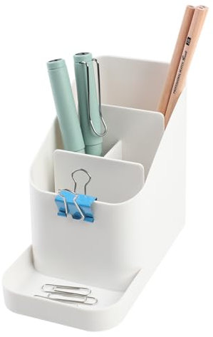 BLUE GINKGO Schreibtischhalter – Organizer aus Korea für Stifte, Notizen und Schreibtischzubehör (Weiß)