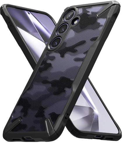 Ringke Fusion-X Case Kompatibel mit Samsung Galaxy S24 Hülle, [Robuster Schutz] Tarnmuster Design Robust Bumper Stoßfest Kratzfest Fortschrittliche Schutz Bumper Handyhülle - Camo Black