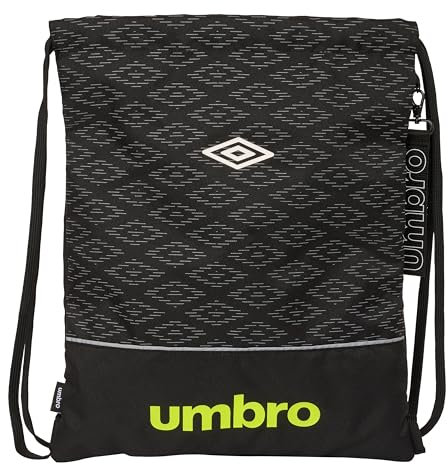 UMBRO LIMA - Mochila Saco Plano Grande, Mochila, Ideal para Niños de Diferentes Edades, Cómoda y Versátil, Calidad y Resistencia, 35x40 cm, Color Negro