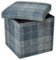 IPEA Quadratischer Sitzsack aus Stoff – 30 x 30 cm – robust und elegant – Faltbarer Aufbewahrungshocker mit Streifenmuster für Zuhause, Wohnzimmer, Schlafzimmer, Hocker, platzsparend, Grau