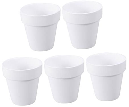 INOOMP Paquete de 5 Macetas de Cerámica Blanca de 10 X 10 Cm para Plantas de Interior de Terracota para Decoración del Hogar con Suculentas