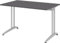 bümö Schreibtisch klein B-Serie 120x80 cm, Tischplatte aus Holz in Graphit, Gestell aus Metall in Silber - PC Tisch, Kleiner Computertisch für's Büro, Office Bürotisch