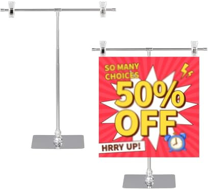 2 Pièces Porte affiche Stand, Porte Affiche Sur Pied, Porte-Affiche en Forme de T, Support d'Affichage, Support Publicitaire, Porte-Affiche Réglable pour Mariages, Salons, Vente Au Détail, Menus