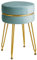 IBUYKE Samt Runde Hocker Ottoman, Eitelkeitshocker für Make-up Raum, Eitelkeitsstuhl Fußstütze mit Goldbeinen, Moderne Hocker für Schlafzimmer, Wohnzimmer, Eingang, Büros, Blau L/G-40H