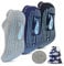 TENQUAN 3 Paia Calze Antiscivolo Yoga Uomo, Calzini Pilates Antiscivolo Donna, Calzettoni per il Running, Calzini Sportivi per Palestra, Fitness, Danza e Sport (Grigio Blu Nero, 43-46)