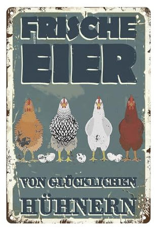 Graplan Retro Blechschild Hühner Metallschild Hühner Zubehör Hühner Schild Lustiger Metallschilder Huhn Deko für den Hühnerstall, Warn- und Garten Schild als Hühner Deko (30x20cm)