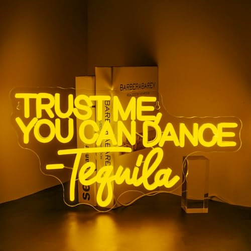 DREAMFORT Trust Me You can Dance Tequila Neon Sign Letter Neon Lights Neon Bar Signs for Wall Decor USB Light Up Sign Neon Beer Signs for Home Bar Man Cave Party Club Restaurant