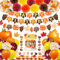 Fall Pumpkin Party Decorations, 97 Pcs Thanksgiving Autumn Themed Supplies Including Happy Birthday Pumpkin Banner, Cake Toppers, Maple Leaves, Balloons, Paper Pompoms