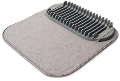 Addis Microfibre Kitchen Dish Drying Plate Rack Space-Saving Design Folds up for Easy Storage, mat 43.5 x 43.5cm, Charcoal, Grey, One Size