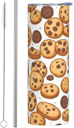 YYHWHJDE Tasse en acier inoxydable avec paille pour biscuits, aliments et pépites de chocolat, 591 ml, convient pour les cafés, les bureaux, les voitures, les maisons, etc