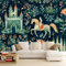 Tapete Muster Tapeten Vintage Ritter, Burg Wasserdicht DIY Wohnzimmer Dunkelgrün Wandtapete, Vliestapete Wasserdicht Renovierung Wohnzimmer Wandtapete Dekorfolie für Schlafzimmer Küche 250 x 175 cm
