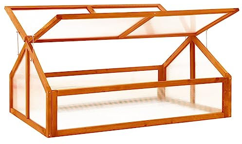 HOVOTHY 60x45x100 cm Serra da Giardino in Legno con 2 Ripiani e Fondo Aperto Invernali Serra per Piante Serra da Balcone Invernale Grigia Serra Fredda in Legno di Abete Casetta per Orto