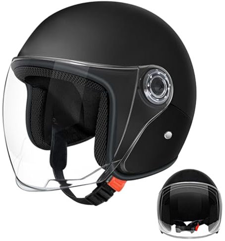 Motorcycle Helmet, Open Face Motorbike Helmet, Half Shell Cooter Helmet, Motorcycle Crash Helmet, Unisex jets Helmet, Adult Motorcycle Helmet, Skateboard Helmet With Sun Visor For Men, Women