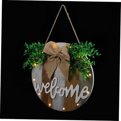 MUSISALY Holz Willkommen Tür Plaque Lichter Hause Erwärmung Bauernhaus Einfach Zu Pflegen