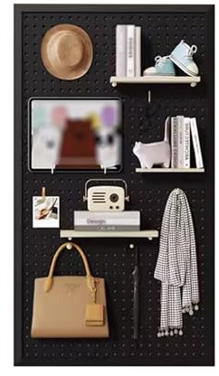 Kit de panneaux perforés pour garage avec panneau perforé en métal Noir 120 x 60 cm