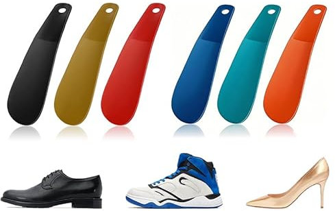 6 Chausse-Pieds Plastique 16cm, Poignée Courte, Trou de Suspension, Évite Plis, Toutes Chaussures.