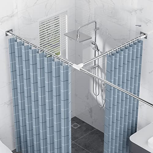 Barra De Cortina De Ducha En Forma De T, Barras De Tensión Rectas Para Cortinas, Barra De Ropa Extensible De Acero Inoxidable, Barra De Cortina De Ducha Ajustable Sin Taladro,(Size:B 140-220+70-110cm)