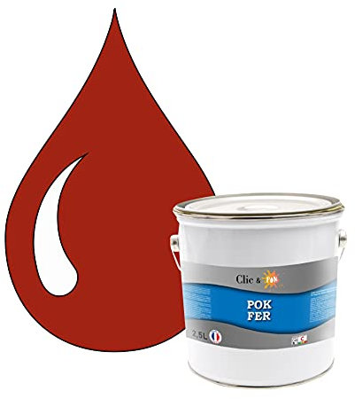 POK Peinture fer antirouille - Laque extérieure Semi-Brillante FER - 2,5L - RAL 3013 Rouge tomate