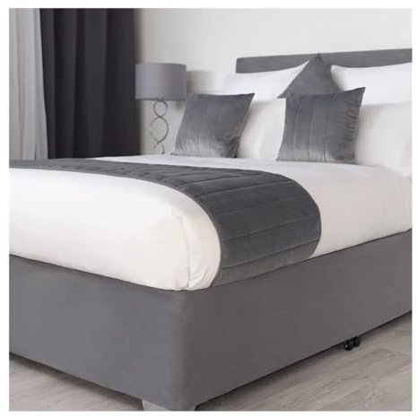 Cache-sommier en daim synthétique avec trois côtés en tissu élastique facile à installer (gris, 160 x 200 x 37 cm)