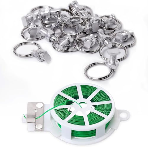 Apragaz Greenhouse Accessories with Aluminium Cropped Head Greenhouse Bolts, Nuts, Rings, and Garden Wire Ties, Creating Suspension Anchors Point In Glazed Steel Channels for Climbing Plants
