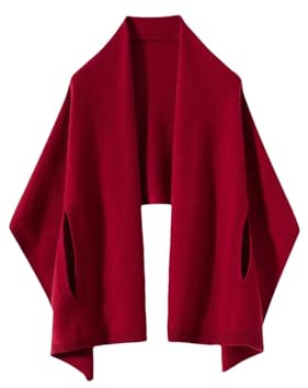 Hdhdeueh Kaschmir-Umhang für Damen, Winter, weich, warm, Kaschmir, Strickschal, Büro, einfarbig, Capes, weinrot, Einheitsgröße