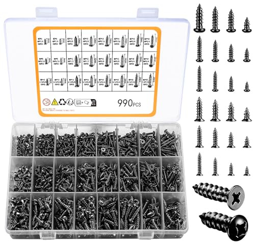 990Pcs Self Tapping Screws Assortment Set,Self Tapping Screws for Metalwork