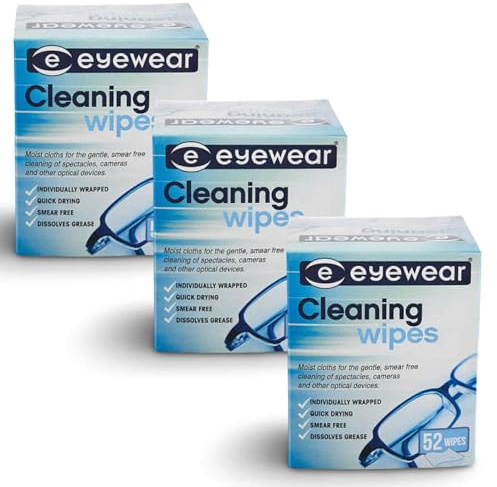 LUNEXA Eyewear Cleaning Wipes Bundle – 3 x 52 Individually Wrapped Lens Wipes (156 Total) – Streak-Free, Quick Drying, Anti-Grease, Safe for Glasses, Cameras & Optical Devices