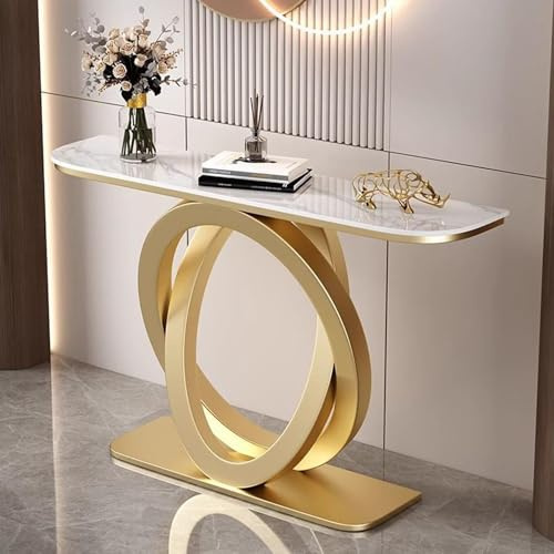 Leaceuv Table Console,Console d'entrée,Table d'Entrée,Meuble d Entree,Tables d'Appoint,Bout de Canapé,Robuste,Montage Facile,Style Industriel,pour Salon,Couloir,Chambre(Gold,140x30x80cm)