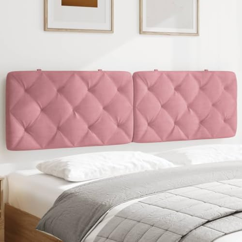 QJBSAVVA Kopfteil Rosa 180 cm Samt Kopfpolster mit Rautensteppung Bequeme Rückenlehne für Boxspringbett und Wandmontage Modernes Design für Schlafzimmer