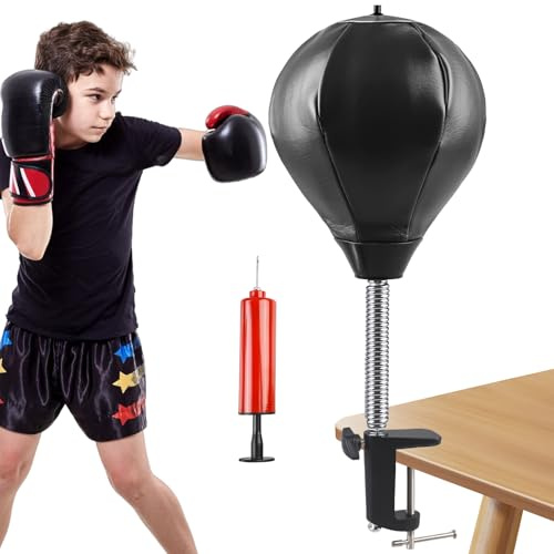 Behogan Punchingball Tisch: Büro Punchingball, Boxbirne Schreibtisch, Antistress Mini Tischiboxsack Mit Tischklemme, Boxball, Desktop-Boxsack, Punching Ball Set, Tisch Boxsack
