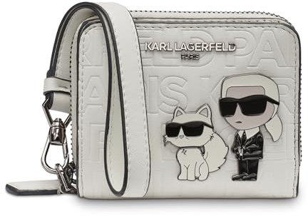 Karl Lagerfeld Portefeuille Paris Meribel SLG, Blanc et Argent, Medium
