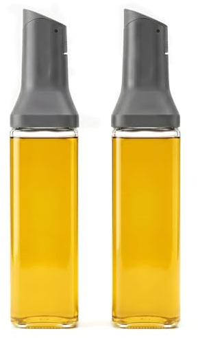 Haushaltszauber® Ölflaschen-Set – 2-teilig | 500 ml | Tropffreier Ölspender aus Glas mit Auto-Flip-Deckel | BPA-frei | Große Nachfüllöffnung | ideal für Olivenöl, Essig & Speiseöl