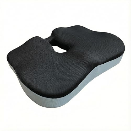 URMONA Ergonomisches Memory Foam Sitzkissen für Bürostuhl und Autositz | Sitzpolster druckentlastend, atmungsaktiver Bezug, rutschfeste Unterseite, weiche Unterstützung für Büro und Reisen, Schwarz