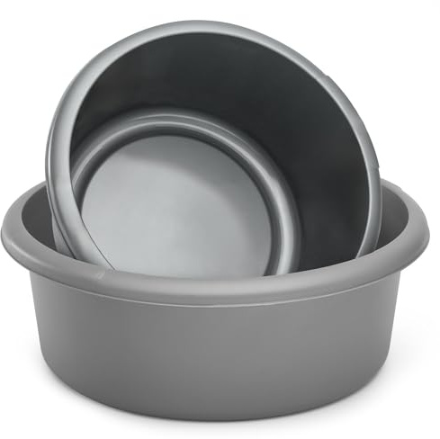 besto Washing Up Bowl for Sink | Set of 2 (4 & 8 Liter) Round Kitchen Sink Bowls | Grey Wash Up Basin Bowl for Kitchen Sinks