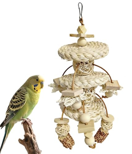 Generico Parakeet Chew Toy - Willow Wood Chopper for Foraging Games, Beak Exercisers, Interactive Entertainment in Cage, Mat Design