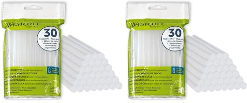 Westcott bâtons de colle chaude 7mm 30 pièces | Recharge de 30 bâtons de colle pour pistolet à colle de taille standard 7 x 102mm | Transparentes pour toutes les plages de température | E-16837 00