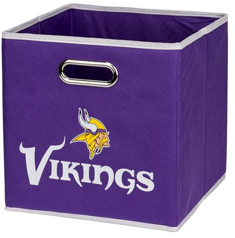 Franklin Sports Minnesota Vikings NFL Aufbewahrungskorb – Faltbarer Würfelbehälter + Aufbewahrungskorb – NFL Büro, Schlafzimmer + Wohnzimmer Dekor – 27,9 x 27,9 cm