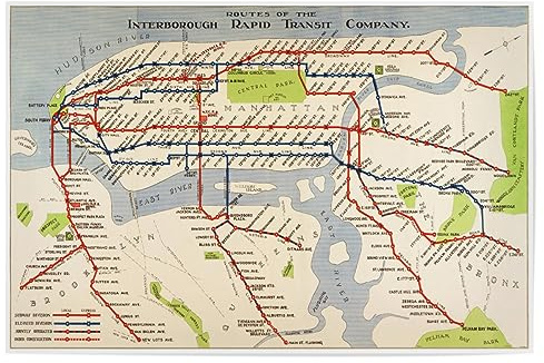 artboxONE Poster 30x20 cm New York NYC Städte New York City Metro Subway Map - Bild vintage Metro Subway