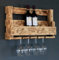 Scaffale da vino in legno per la parete - con portabicchieri - fiammato - pronto per il montaggio - Ripiano per bottiglie e bicchieri da vino