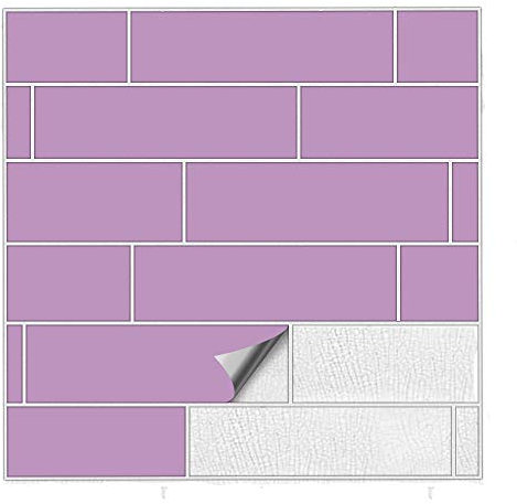 Kiwistar Fliesenaufkleber Flieder Seidenmatt - 3 x 20 cm - 25 Stück - Klebefliesen Fliesenmuster Stickerfliesen Wandfliesen überkleben