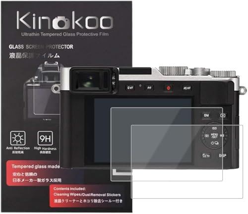 kinokoo Screen Protector for Leica D-LUX 8 /D-LUX 7/D-LUX Type 109 /C-LUX/V-LUX 5 Digital Camera, 0.25mm 9H Hardness Tempered Glass Film Crystal Clear - Bubble-free/Anti-scratch(2 packs)
