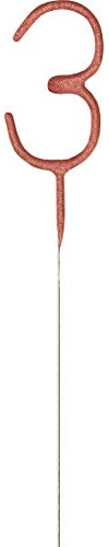 Rose Gold 3rd Glitz Birthday Sparkler (17cm) - Perfect for Birthdays Cake Topper Decoration, Anniversary & More - 1 Pc