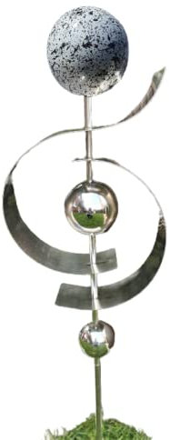 Jürgen Bocker Garten-Ambiente Gartenstecker Skulptur Jupiter 100 cm matt gebürstet mit obere Kugel Edelstahl Lackierung Granit Weiss, Silber, BS 100 003 e