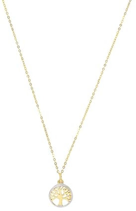 Amor Kette mit Anhänger Damen Halsschmuck, 42 cm, Bicolor, Lebensbaum, Kommt in Schmuck Geschenk Box, 2026021