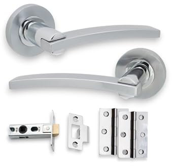 1 set di maniglie interne in solido zamac su Rose 'Cody' per porta con serratura e cerniera